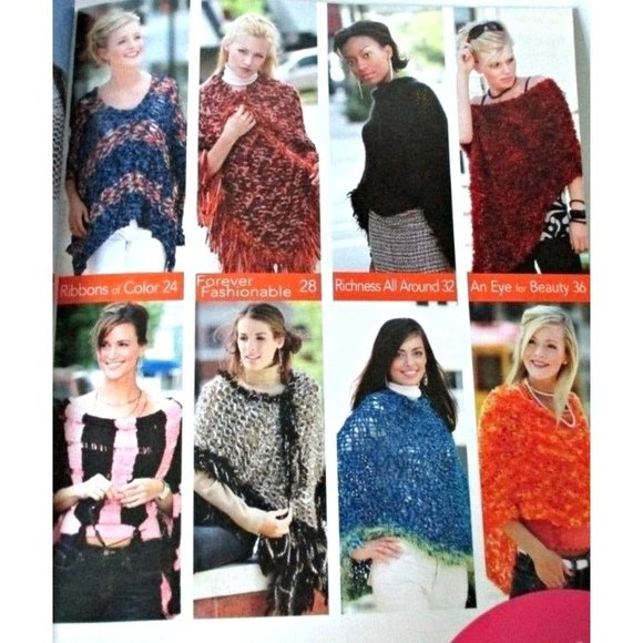Leisure Arts Option Knitting Book - Ponchos Same Pattern 2 Different Yarns - Picture 3 of 4
